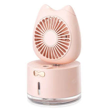 Load image into Gallery viewer, Cartoon Cat Fan Humidifier USB Charging Desktop Mute Hydrating Humidifier
