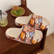 Load image into Gallery viewer, Cartoon Couple Fashion Bear Sandals Non-Slip Thick-Soled Indoor And Outdoor Slippers Men's Flip Flops Athletic Slide Sandals Flat Slip On Sandals For Women Summer Slippers
