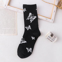 Load image into Gallery viewer, Cartoon socks cute bow print white black calcetines Women's Novelty Socks Crew Fun Funky fall fashion Casual Cotton Dress Socks
