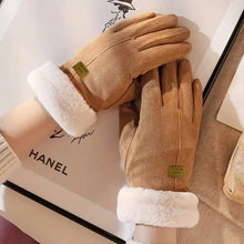 Load image into Gallery viewer, Cashmere Warm Suede Leather Plush Touch Screen Gloves
