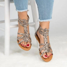 Load image into Gallery viewer, Casual Sandals Shoes Women Colorful Summer Flat Ankle Strap Sandals Shoes Flats Sandals For Women Dressy Strappy Flat Open Toe Sandals Wide Comfortable Leather Sandals
