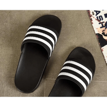 Load image into Gallery viewer, Casual Summer Modern Design Men Slippers Soft Black White Stripes Pattern Flip Flops Casual Summer Outdoor Slides For Women
