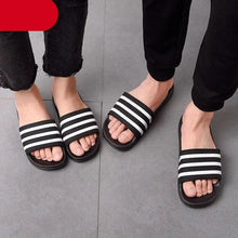 Load image into Gallery viewer, Casual Summer Modern Design Men Slippers Soft Black White Stripes Pattern Flip Flops Casual Summer Outdoor Slides For Women
