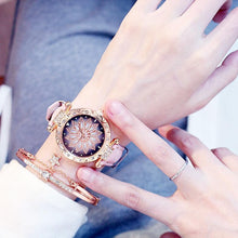 Load image into Gallery viewer, Casual Women Romantic Starry Sky Wrist Watch Bracelet Leather Rhinestone Designer Simple Dress Women's Watches Women Starry Sky PU Leather Strap Quartz Wristwatches For Woman Girls Teenagers
