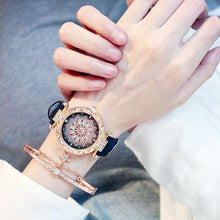 Load image into Gallery viewer, Casual Women Romantic Starry Sky Wrist Watch Bracelet Leather Rhinestone Designer Simple Dress Women's Watches Women Starry Sky PU Leather Strap Quartz Wristwatches For Woman Girls Teenagers
