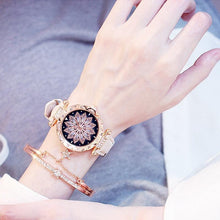 Load image into Gallery viewer, Casual Women Romantic Starry Sky Wrist Watch Bracelet Leather Rhinestone Designer Simple Dress Women's Watches Women Starry Sky PU Leather Strap Quartz Wristwatches For Woman Girls Teenagers
