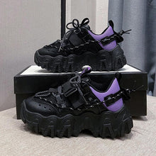 Load image into Gallery viewer, Casual Womens Blue Sneakers High Heels Platform Sports Shoes Autumn Thick Bottom Walking Breathable Vulcanized Shoes Luxury Tennis Sneakers Trainers Lace Up Fashion Design
