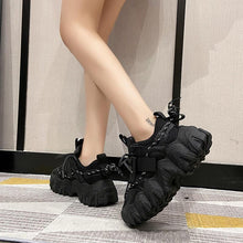 Load image into Gallery viewer, Casual Womens Blue Sneakers High Heels Platform Sports Shoes Autumn Thick Bottom Walking Breathable Vulcanized Shoes Luxury Tennis Sneakers Trainers Lace Up Fashion Design
