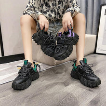 Load image into Gallery viewer, Casual Womens Blue Sneakers High Heels Platform Sports Shoes Autumn Thick Bottom Walking Breathable Vulcanized Shoes Luxury Tennis Sneakers Trainers Lace Up Fashion Design

