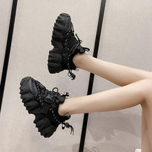 Load image into Gallery viewer, Casual Womens Blue Sneakers High Heels Platform Sports Shoes Autumn Thick Bottom Walking Breathable Vulcanized Shoes Luxury Tennis Sneakers Trainers Lace Up Fashion Design
