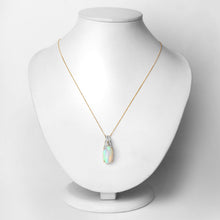 Load image into Gallery viewer, 7.57 Carat Genuine Ethiopian Opal and White Diamond 14K Yellow Gold Pendant
