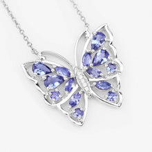 Load image into Gallery viewer, 2.76 Carat Genuine Tanzanite and White Zircon .925 Sterling Silver Necklace
