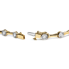 Load image into Gallery viewer, 10K Yellow Gold Plated .925 Sterling Silver 1.0 Cttw Miracle Set Diamond Bezel Style Station Link Bracelet (H-I Color, I3 Clarity) - Size 7"
