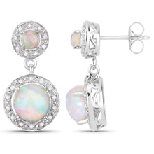 Load image into Gallery viewer, 2.27 Carat Genuine Ethiopian Opal and White Diamond .925 Sterling Silver Earrings
