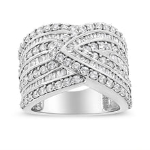 Load image into Gallery viewer, .925 Sterling Silver 2 3/8 Cttw Diamond Multi Row Overlay Band Ring ( J-K Color, I3 Clarity) - Ring Size 7
