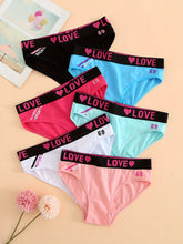 Load image into Gallery viewer, Soft Touch 6-Pack Seamless Bikini Briefs for Women – Colorful Drop Waist Cotton Panties with Stretch Fit &amp; Alphabet Print – Women's Everyday Lingerie &amp; Underwear Essentials for Summer
