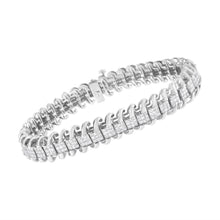 Load image into Gallery viewer, 14K White Gold 5.0 Cttw Princess Cut Diamond 7" Invisible Set Wavy S-Link Tennis Bracelet (G-H Color, SI1-SI2 Clarity)
