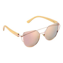 Load image into Gallery viewer, Modern Cat Eye Sunglasses for Women Polarized Sunglasses with metal frame and natural Bamboo wood frame Fashion Style
