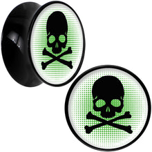 Load image into Gallery viewer, Black Acrylic Green Black Skull Saddle Plug Set 18mm
