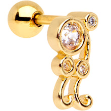 Load image into Gallery viewer, Clear CZ Gem Gold Tone Anodized Sassy Swirl Cartilage Tragus Earring
