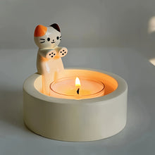 Load image into Gallery viewer, 1pc WhimsyCat Ceramic Kitten Candle Holder - Encaustic Finish Tabletop Animal Theme Decor for Christmas, Halloween, Easter, Thanksgiving, Valentine'S Day
