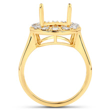 Load image into Gallery viewer, 0.42 Carat Genuine White Diamond 14K Yellow Gold Semi Mount Ring - holds 11x9mm Oval Gemstone
