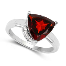 Load image into Gallery viewer, 3.56 Carat Genuine Garnet and White Topaz .925 Sterling Silver Ring
