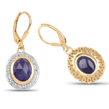 Load image into Gallery viewer, 14K Yellow Gold Plated 7.42 Carat Genuine Tanzanite and White Topaz .925 Sterling Silver Earrings
