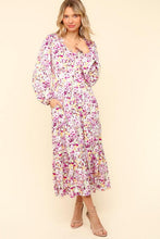 Load image into Gallery viewer, Lilac Full Size Floral V-Neck Long Sleeve Dress With Side Pockets Elegant &amp; Practical Dress
