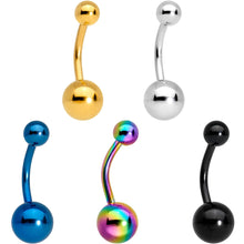 Load image into Gallery viewer, Multi Color Anodized Titanium Belly Ring Set of 5
