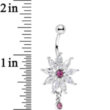 Load image into Gallery viewer, Clear Pink Gem Breathtaking Flower Dangle Belly Ring
