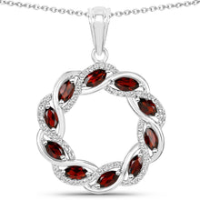 Load image into Gallery viewer, 2.33 Carat Genuine Garnet and White Topaz .925 Sterling Silver Pendant
