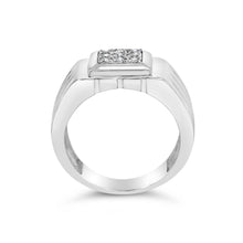 Load image into Gallery viewer, .925 Sterling Silver Diamond Accent Miracle-Set 9 Stone Ridged Band Gentlemen's Fashion Ring (I-J Color, I3 Clarity) - Size 10
