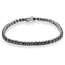 Load image into Gallery viewer, Black Rhodium Plated .925 Sterling Silver 1.0 Cttw Diamond Miracle Tennis Bracelet (Enhanced Blue Color, I3 Clarity) - 7"
