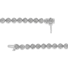 Load image into Gallery viewer, .925 Sterling Silver 1.0 Cttw Diamond Miracle-Plate Open Quatrefoil Flower Circle-Link 7" Tennis Bracelet (I-J color, I3 clarity)
