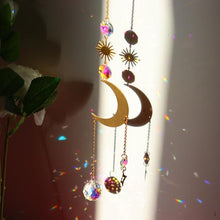 Load image into Gallery viewer, Chandelier Crystal Wind Chime Pendant Metallic Hoop Moon Rainbow Maker Sun Hanging Drop Crystal For Window Curtains Home Decor Gifts Photography Prop
