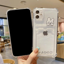 Load image into Gallery viewer, Charming Card Phone Case For iPhone 14 13 12 11 Pro Max 7 8 Plus X XR XS Max Transparent Wallet Soft Bumper Back Cover Funny Couple Transparent Soft iphone Cover
