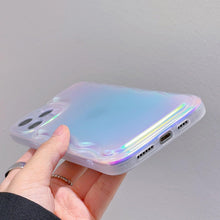 Load image into Gallery viewer, Charming Heart Wavy Case For iPhone 11 12 13 14 Pro Max XS Max XR X Holographic Rainbow Soft Air Cushion Shockproof Cover Reflection Purple Pink Case for iPhone Gradient Back Cover
