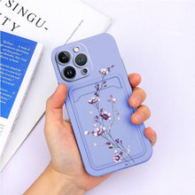 Load image into Gallery viewer, Charming Silicone Soft Anti-Scratch Cases For iPhone 13 Pro Max Case Silicone Wallet Card Holder Cover For iPhone 13 Mini 13ProMax 13Pro Flower Butterfly Beautiful Design Card Holder iPhone Case
