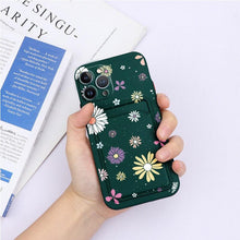 Load image into Gallery viewer, Charming Silicone Soft Anti-Scratch Cases For iPhone 13 Pro Max Case Silicone Wallet Card Holder Cover For iPhone 13 Mini 13ProMax 13Pro Flower Butterfly Beautiful Design Card Holder iPhone Case
