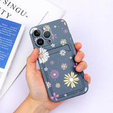 Load image into Gallery viewer, Charming Silicone Soft Anti-Scratch Cases For iPhone 13 Pro Max Case Silicone Wallet Card Holder Cover For iPhone 13 Mini 13ProMax 13Pro Flower Butterfly Beautiful Design Card Holder iPhone Case
