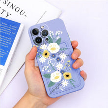Load image into Gallery viewer, Charming Silicone Soft Anti-Scratch Cases For iPhone 13 Pro Max Case Silicone Wallet Card Holder Cover For iPhone 13 Mini 13ProMax 13Pro Flower Butterfly Beautiful Design Card Holder iPhone Case
