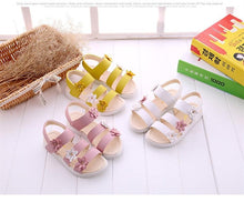 Load image into Gallery viewer, Children's Shoes Summer Style Sandals Girls Princess Beautiful Flower Shoes Kids Flat Sandals Baby Girl Girls Strappy Sandals With Flowers Open-Toe Dress Sandals Beautiful Outdoor Party Sandals
