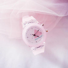 Load image into Gallery viewer, Children Silicone Strap Watches Electronic Colorful Light Source Child Watch Girls Birthday Party Gift Transparent Watchband New Fashion Small Fresh And Simple Girls Electronic Quartz Watch
