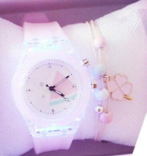 Load image into Gallery viewer, Children Silicone Strap Watches Electronic Colorful Light Source Child Watch Girls Birthday Party Gift Transparent Watchband New Fashion Small Fresh And Simple Girls Electronic Quartz Watch
