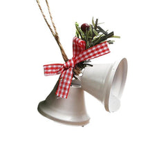 Load image into Gallery viewer, Christmas Bell Ornament Metal Dual Bell Christmas Bell Ornament Decoration with Berry Plaid Bow Christmas Tree Pendants For Making Wind Chimes Christmas Tree Hang Pendant Hang On Door wall porch
