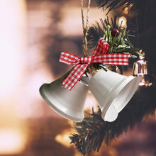 Load image into Gallery viewer, Christmas Bell Ornament Metal Dual Bell Christmas Bell Ornament Decoration with Berry Plaid Bow Christmas Tree Pendants For Making Wind Chimes Christmas Tree Hang Pendant Hang On Door wall porch
