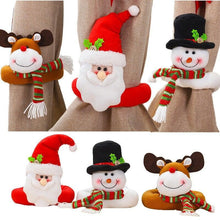 Load image into Gallery viewer, Christmas Curtain Buckle Tieback Flannel Door Curtain Home DecorateChristmas Trees New Year Snowmen Window Decorations Curtain Holdback Fastener Clamp Wine Bottle Topper Hugger Holder Snowman Christmas Ornaments Home Decor
