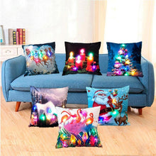 Load image into Gallery viewer, Christmas Cushion Cover Led Light Cushion Covers Xmas Holiday Couch Pillows Rustic Christmas Decorations Winter Pillowcase Light Up Pillow Case Soft Pillows Cover Cushion Santa Pillowcase 45x45CM
