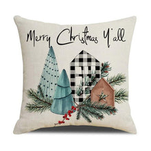 Load image into Gallery viewer, Christmas Decoration Cushion Cover  Decorative Throw Pillow Cover Christmas Decor Xmas Winter Decorations Holiday Pillows Cushion Case Candle Pine Tree Deer Sleigh Printed Pillow Cover Xmas 45X45CM
